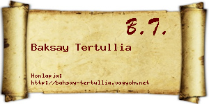 Baksay Tertullia névjegykártya
